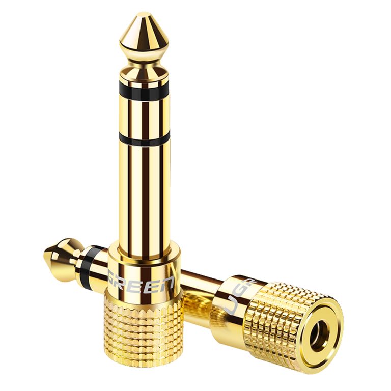 Adaptador Estéreo Gold Plug 3.5mm H/M a Plug 6.3mm 20503