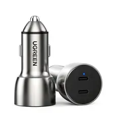 UGREEN - Cargador para Automóvil 2 USB-C, Carga Rápida, 40W Máx, Aluminio CD213