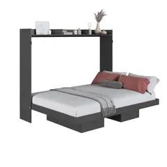 HOGA - Cama 2 plazas Cama plegable Hanover Gris
