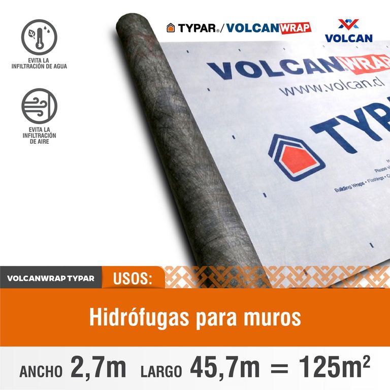 Membrana Hidrófuga Typar Volcanwrap 100Gr 125M2
