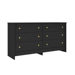 BE DESIGN - Cómoda 6 Cajón(es) Dúplex 136x72x40 cm Negro
