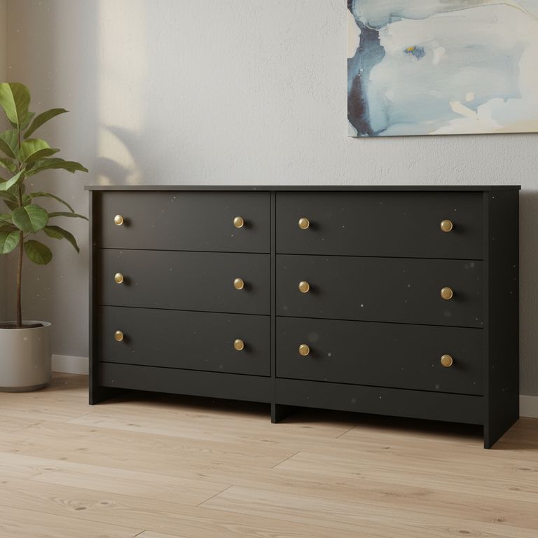 BE DESIGN Cómoda 6 Cajón(es) Dúplex 136x72x40 cm Negro