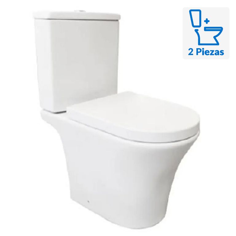WC Toilet Two piece a Muro A muro 9 Litros Zeus Blanco