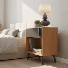 ONESSTA - Velador 1 Cajón(es) Tulipa 45x60x33 cm Xingu/grafito