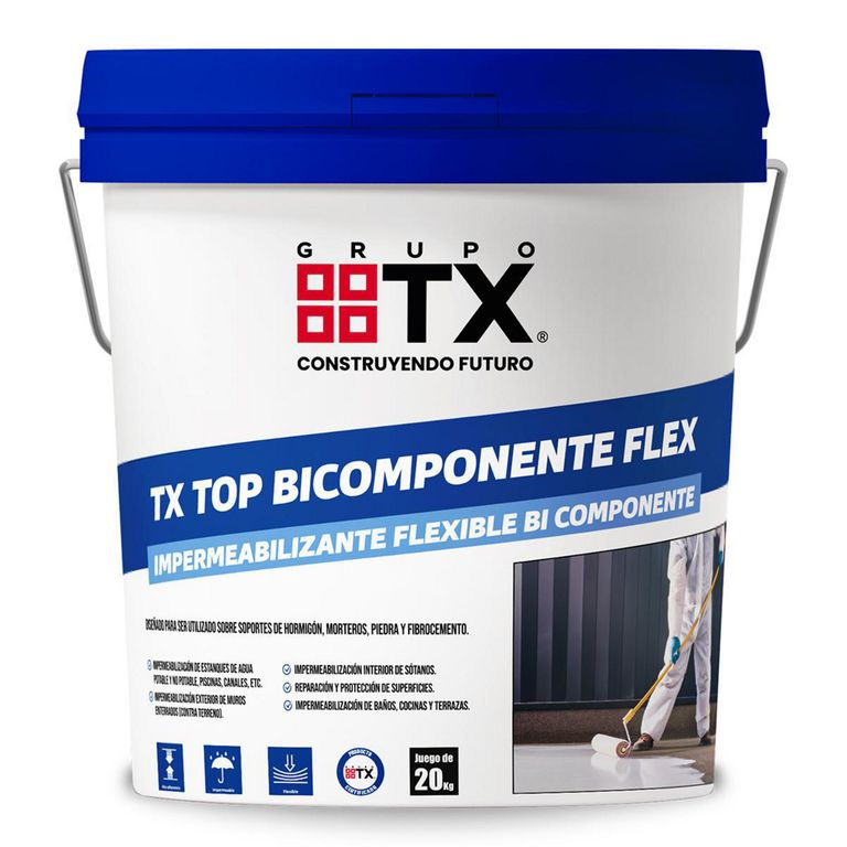 Impermeabilizante Bicomponente Cementicio Gris Bicomponente Flex 20 kg