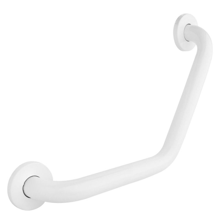 Barra de seguridad curva para baño 40 cm blanco