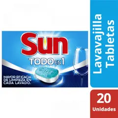 SUN - Detergente Lavavajillas Tabletas 20 un