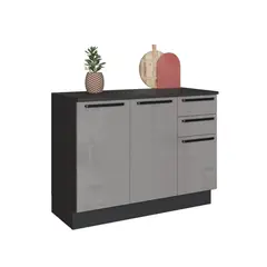 HOME MOBILI - Mueble de cocina modulado base 120 cm Titane 2P 3C color gris
