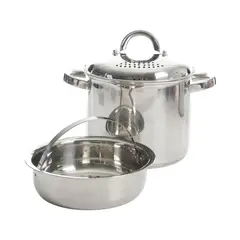 OSTER - Olla para pasta + colador y vaporera de Acero inoxidable 20 cm 4.7 l Plateado Sangerfield