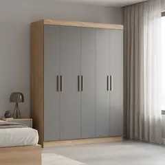 DI PORETTI - Closet 6 Puerta(s) 2 Cajón(es) 6 Repisa(s) 178x200x47 cm Gris
