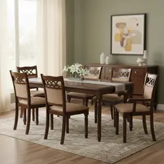 WDS HOME - Juego de comedor Mallorca 6 Sillas Mesa Rectangular 100x76x160 cm Café