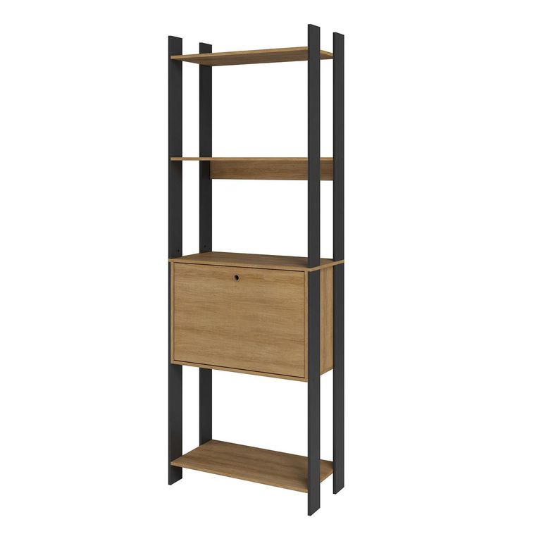Estante 4 Nichos 1 Puerta 63x178x30 cm Negro
