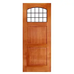 HOLZTEK - Puerta de exterior pino Madera pino radiata 80x200 cm Mafer Castaño