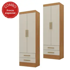 MOBILFRANK - Combo 2 Closet 2 Puertas 2 Cajones 194,5x54,8x40 cm
