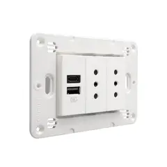 BTICINO - Toma Doble 10A + Usb A+C Blanco Semi Armado Matixgo