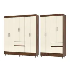 VEKKAHOME - Combo Clóset ideal 6 puertas + 4 puertas crema