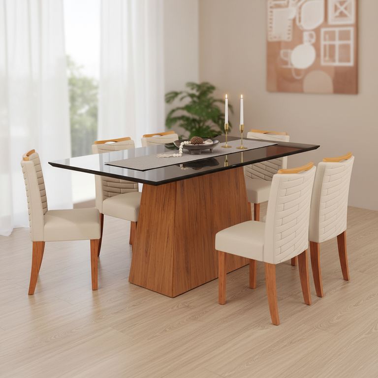 Juego de comedor Dulce Julia 6 Sillas Mesa Rectangular 90;80;180 Negro