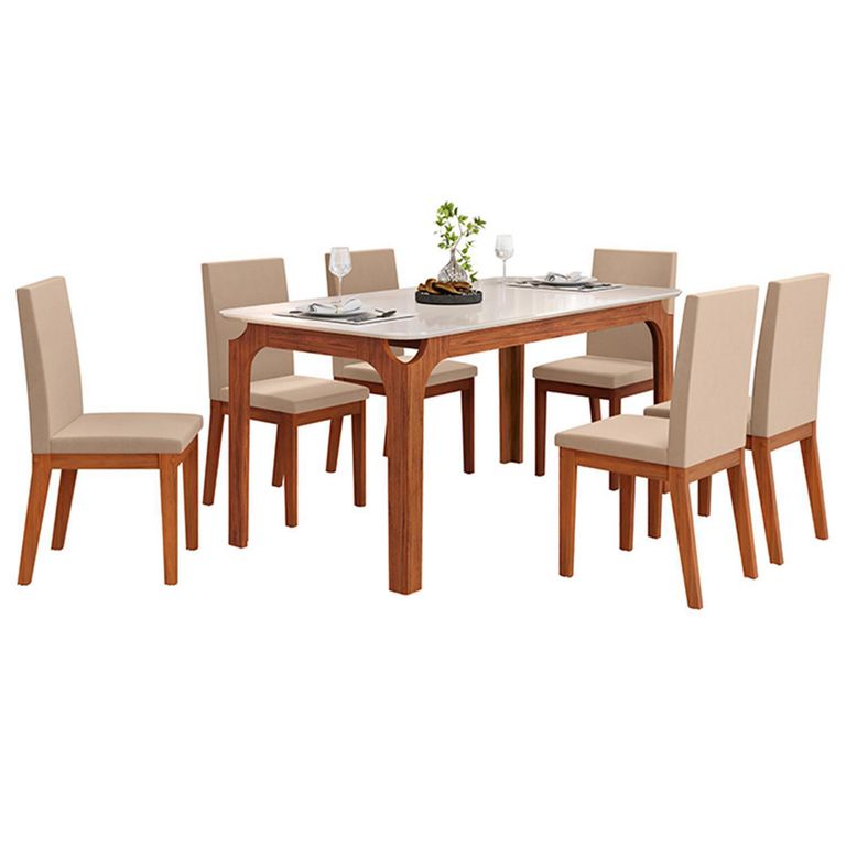 Juego de comedor Marina Suzy 6 Sillas Mesa Rectangular 80;160;80 Café