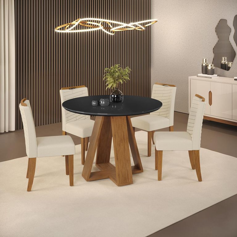 Juego de comedor Celeste Julia 4 Sillas Mesa Redonda 103,5;79,3;103,5 Negro
