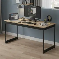 VEKKAHOME - Escritorio Metalic 150 Café - negro 150x75.6x80 cm