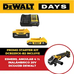 DEWALT - Esmeril Angular 4 1/2" 20V + 2 Baterías + cargador