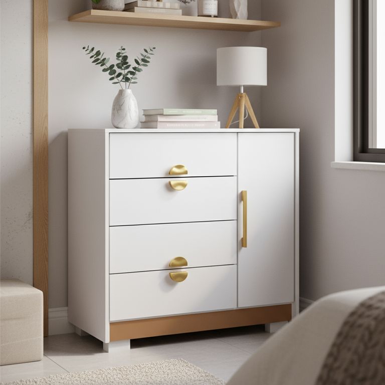 VEKKAHOME Cómoda 4 Cajón(es) Bella 93x95x47 cm Blanco
