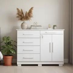 VEKKAHOME - Cómoda Americana 122x96.5x47 cm Blanco