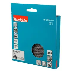 MAKITA - Lija Velcro con Malla Abrasiva 5" Grano 80 10 unidades