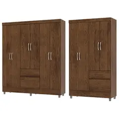 VEKKAHOME - Combo Clóset 10 Puerta(s) 4 Cajón(es) 7 Repisa(s) 181x40x102.6 cm Café
