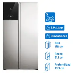 ELECTROLUX - Refrigerador Side by Side No Frost 624 Litros Inox ES60S