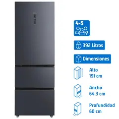 MIDEA - Refrigerador Bottom Freezer No Frost 392 Litros Inox MDRM542FGE70