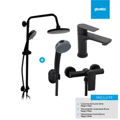 MOSAICO - Pack columna Venti + lavamanos y ducha Bruna negro m