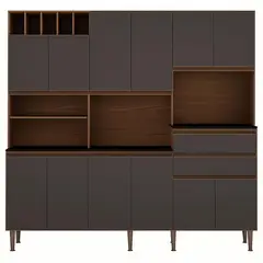 VEKKAHOME - Mueble De Cocina Malbec Gris 12 Puertas 2 Cajones