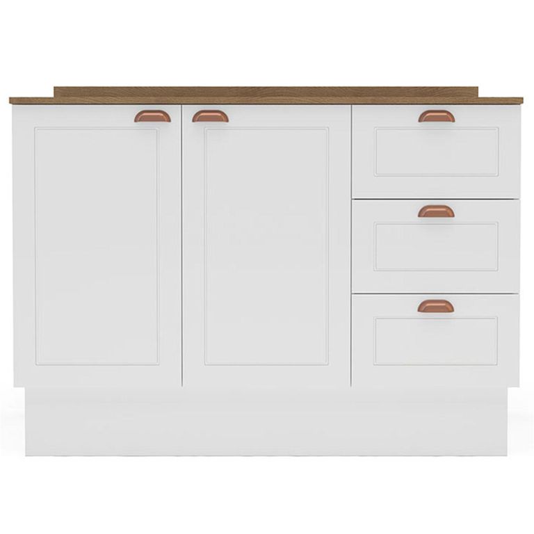 Mueble De Cocina Base Perola Blanco 2 Puertas 3 Cajones