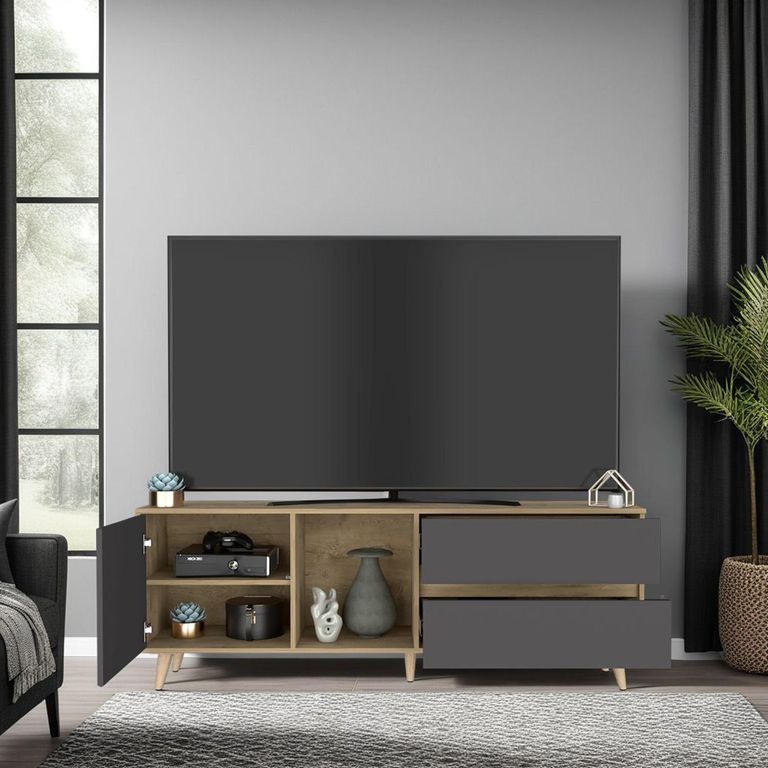 Rack TV 65 " Salem Macadamia/plomo 158.4x58.4x38 cm