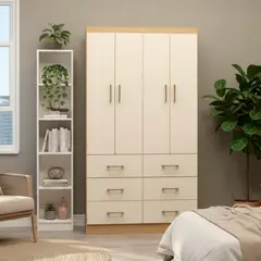 EXIT - Clóset 4 Puerta(s) 6 Cajón(es) 4 Repisa(s) 100.4x182x40 cm Beige/Café