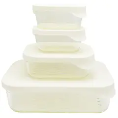DORAL - Set 4 contenedores de vidrio con tapa rectangular glass tray
