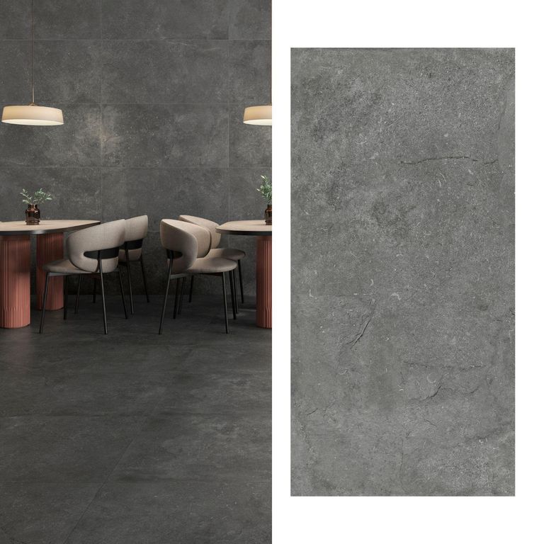 Porcelanato 60x120 cm Cassian Coal Gris Oscuro 1.42 m2