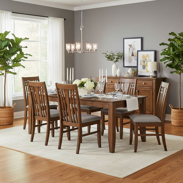 Juego de Comedor Lyon 6 Sillas Mesa Rectangular 160x90x74 cm