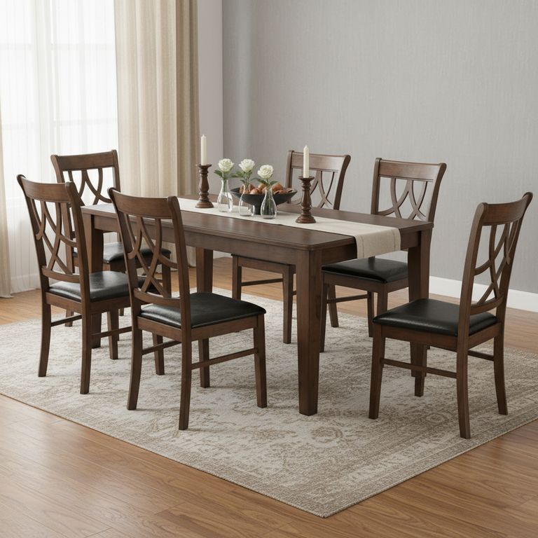 Juego de Comedor Bruselas 6 Sillas Mesa Rectangular 160x90x74 cm