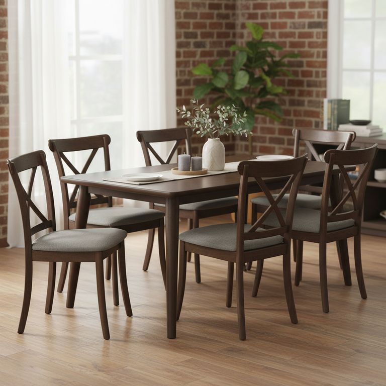 Juego de Comedor Zagreb 6 Sillas Mesa Rectangular 85x160x74 cm