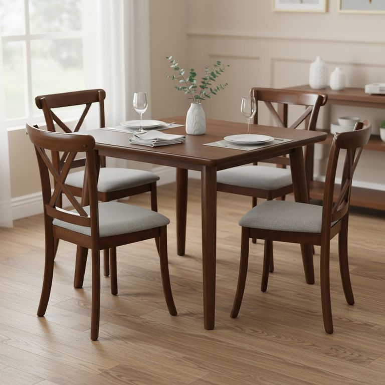 Juego de Comedor Zagreb 4 Sillas Mesa Cuadrada 90x90x74 cm