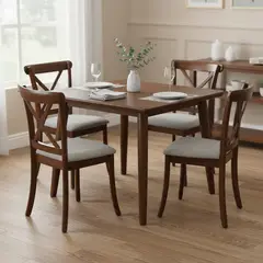 HOME MOBILI - Juego de Comedor Zagreb 4 Sillas Mesa Cuadrada 90x90x74 cm