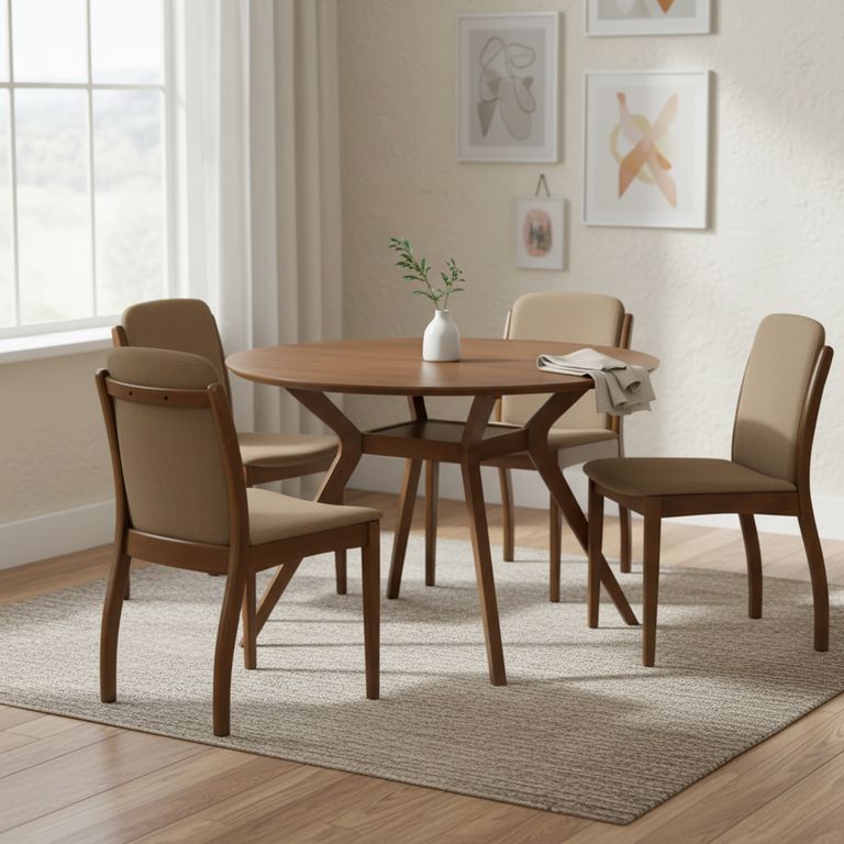 Juego de Comedor Menphis 4 Sillas Mesa Redonda 120x120x76 cm