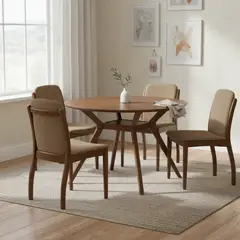 HOME MOBILI - Juego de Comedor Menphis 4 Sillas Mesa Redonda 120x120x76 cm