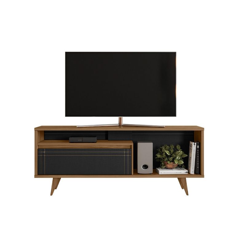 Rack TV 60 " Vallarta Negro/Nogal 163x65.4x38 cm