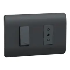 SCHNEIDER ELECTRIC - Placa Genesis Armada Con Interruptor 9/12 + Enchufe 10A 250V - Black
