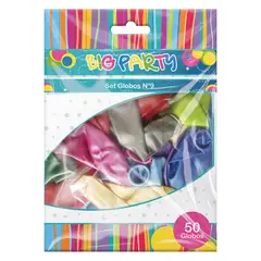 BIG PARTY - Globos N°9 Perlado Multicolor 50 unidades
