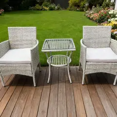 IDETEX - Juego de Balcón de Terraza Positano 2 Personas Gris Claro