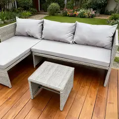 IDETEX - Juego de Living de Terraza Toscana 3 Personas Gris claro